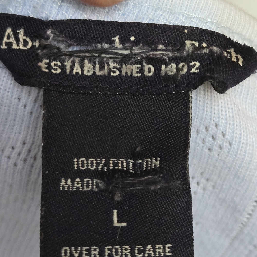 Abercrombie & Fitch Light Blue Long Sleeve Eyelet Top SzL - Picture 7 of 8